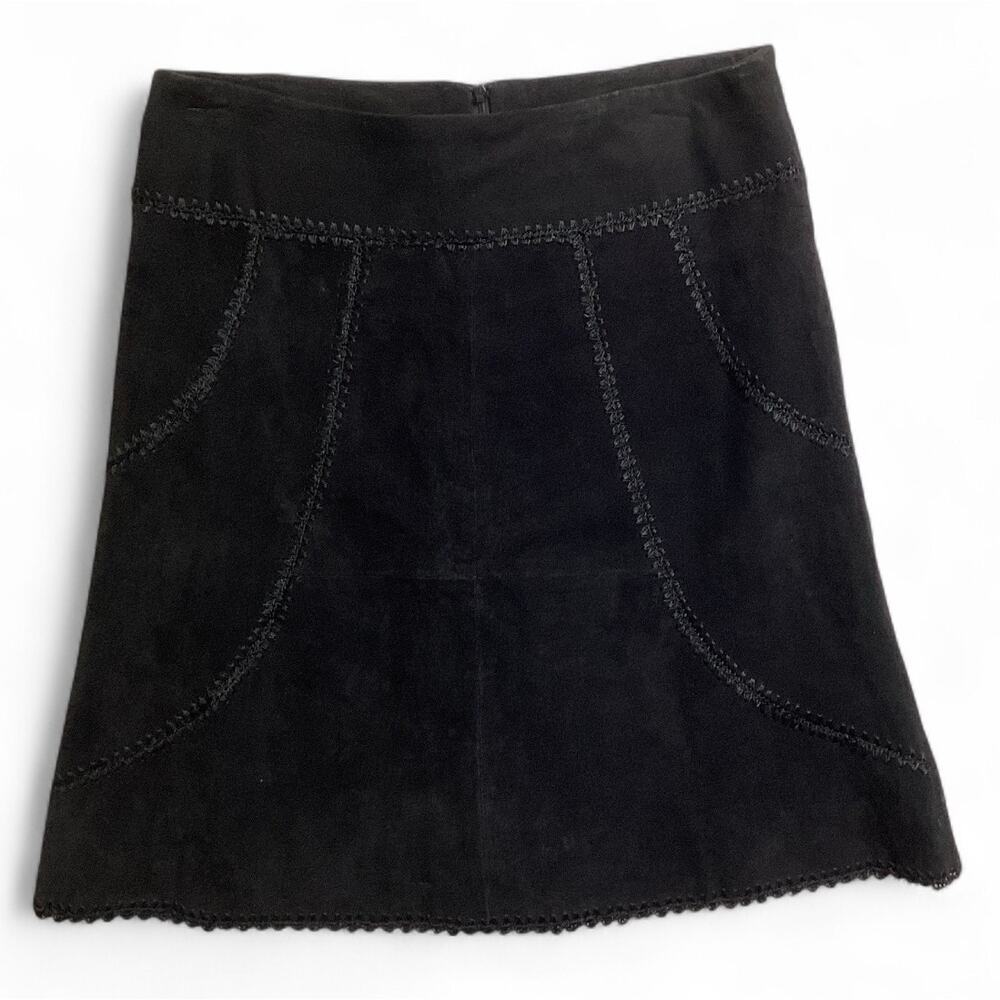 Neutral zone black suede  skirt decorative topstitching size XL